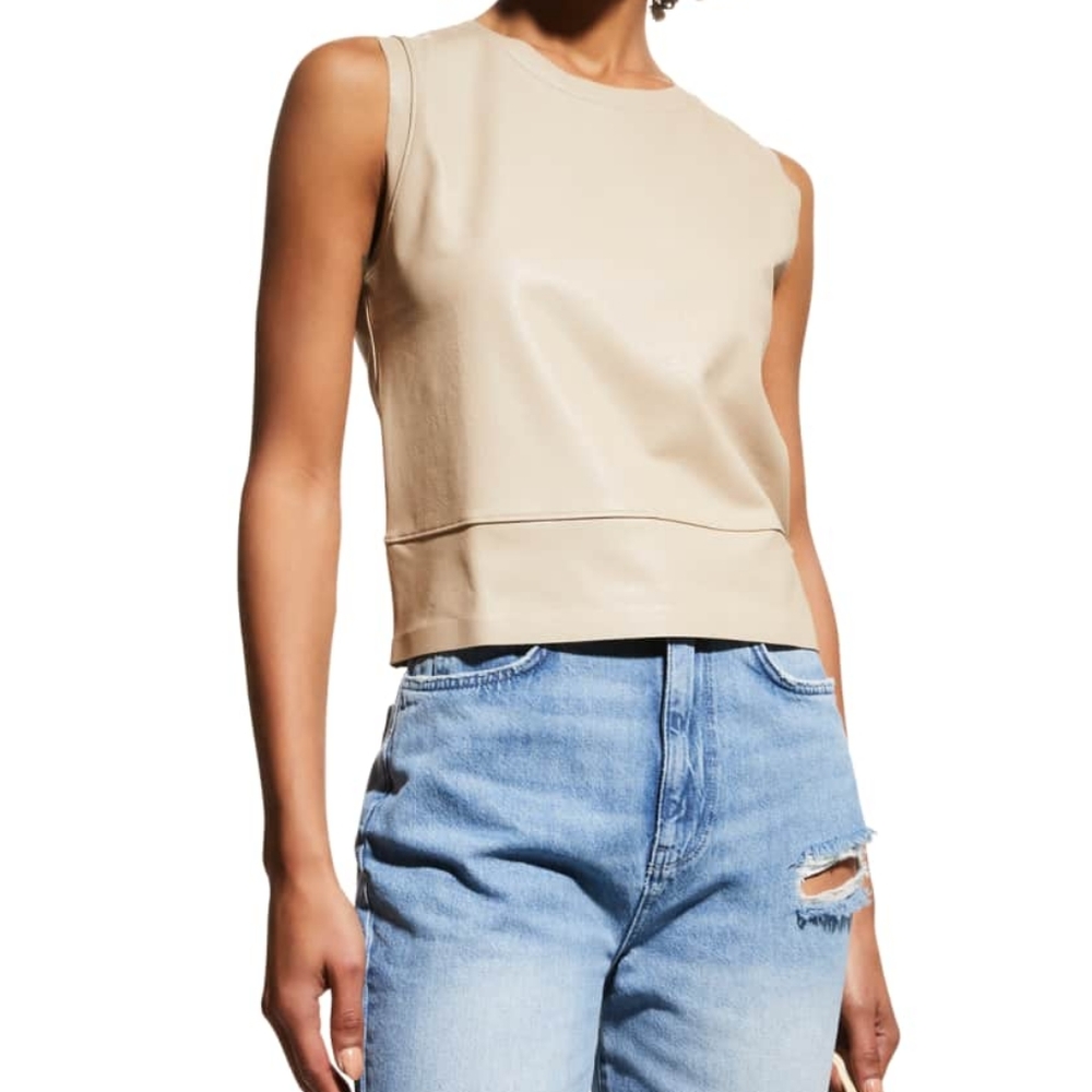 Commando Faux Leather Crop Muscle Top M